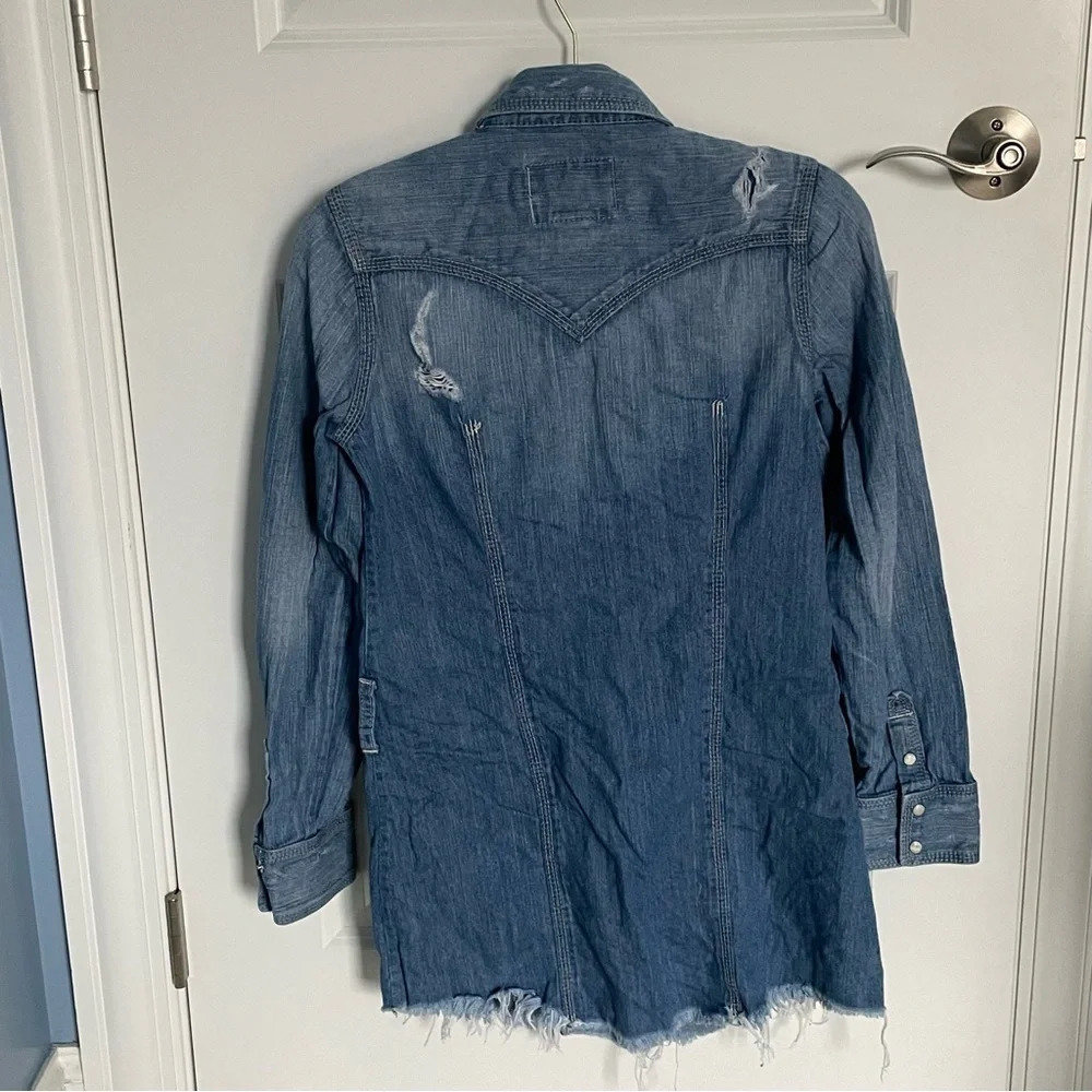 True Religion Rocky western denim chambray shirt Dress 29120 - Picture 7 of 14